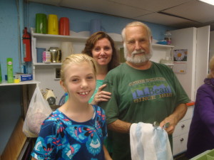 Church Supper helper, Bill Kearns even celebrated his birthday in our kitchen with his daughter, Jen and grand daughter, Olivia.