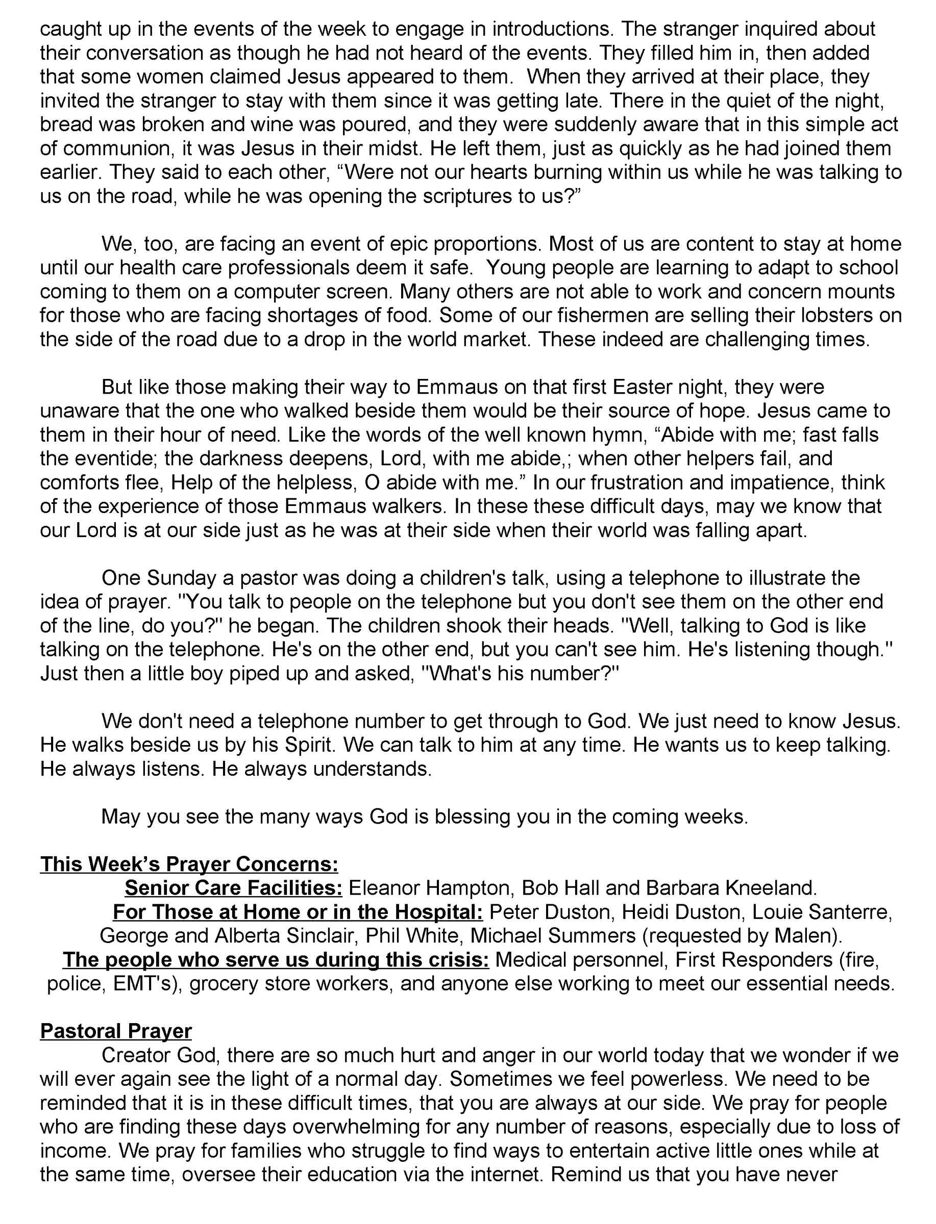 » Virtual Church Week 6 April 26, 2020 Earth Day Cherryfield